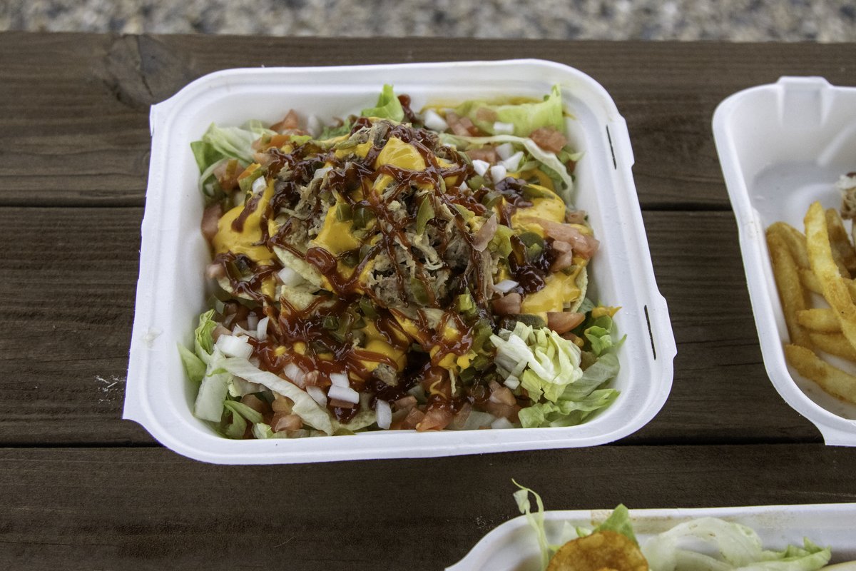 Almost Heaven Concessions menu items including BBQ pulled pork nachos